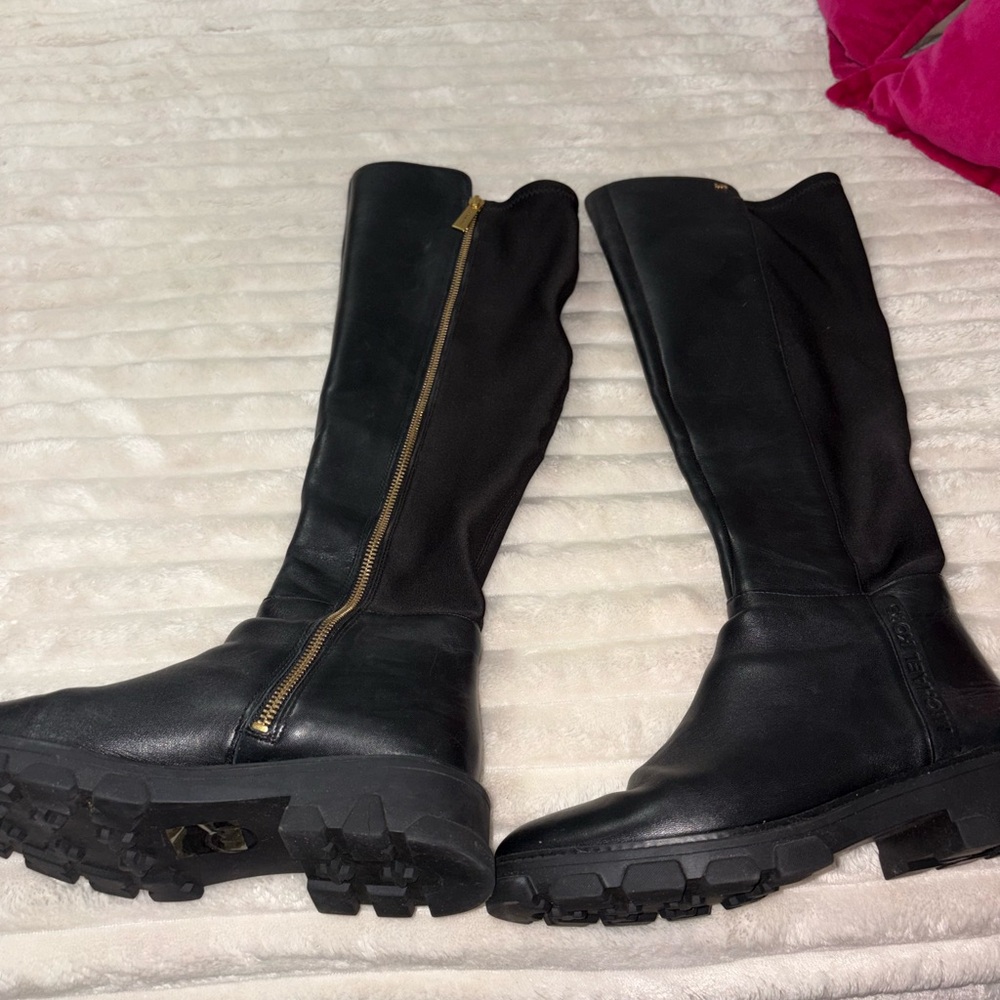 Michael Kors Black Over the Knee Boots with Gold Zipper